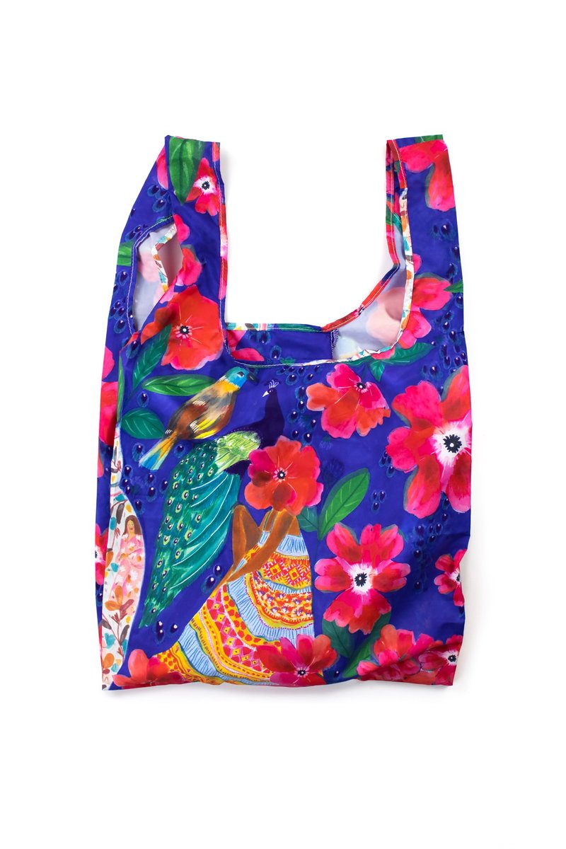 英国Kind Bag-环保收纳购物袋-中-ROEQIYA FRIS联名-隐藏 - 手提包/手提袋 - 防水材质 蓝色