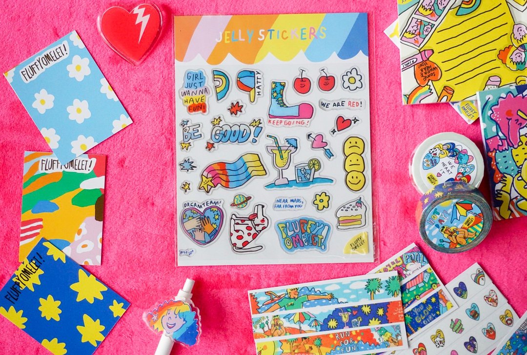 FLUFFY DOODLE JELLY STICKER - 贴纸 - 纸 多色