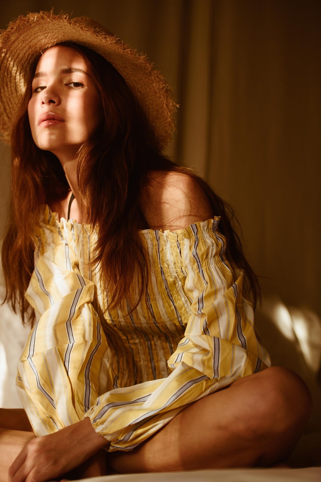 KYLIE TOP / Yellow - 女装上衣 - 棉 黄色