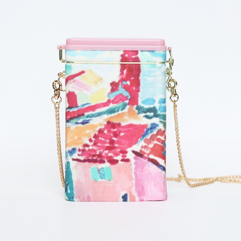 糖果列车 油画 原创设计手工包盖式方形糖果色 肩背包斜背包简约小方包 梵高如果还在世 | 古良原创设计创意皮具 - 侧背包/斜挎包 - 真皮 多色