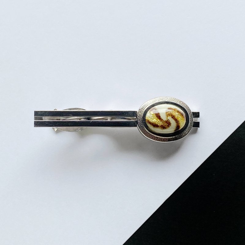 Andromeda [Gold] Tie pin Pure silver leaf leaflet cloisonne - 领带/领带夹 - 其他材质 金色