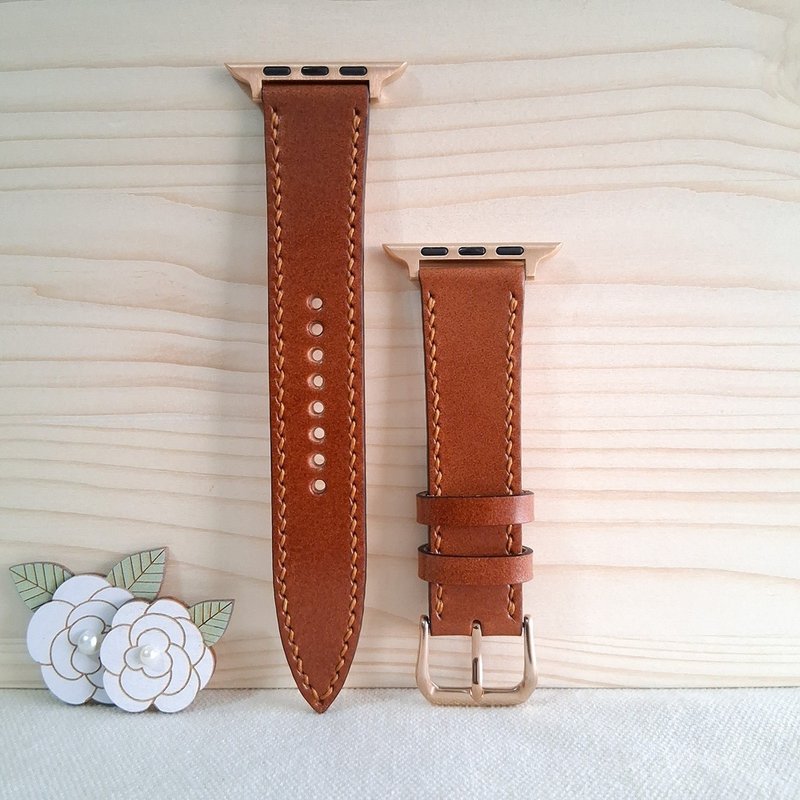 apple watch皮革表带 / 手工制作 / 知性复古棕色 - 表带 - 真皮 
