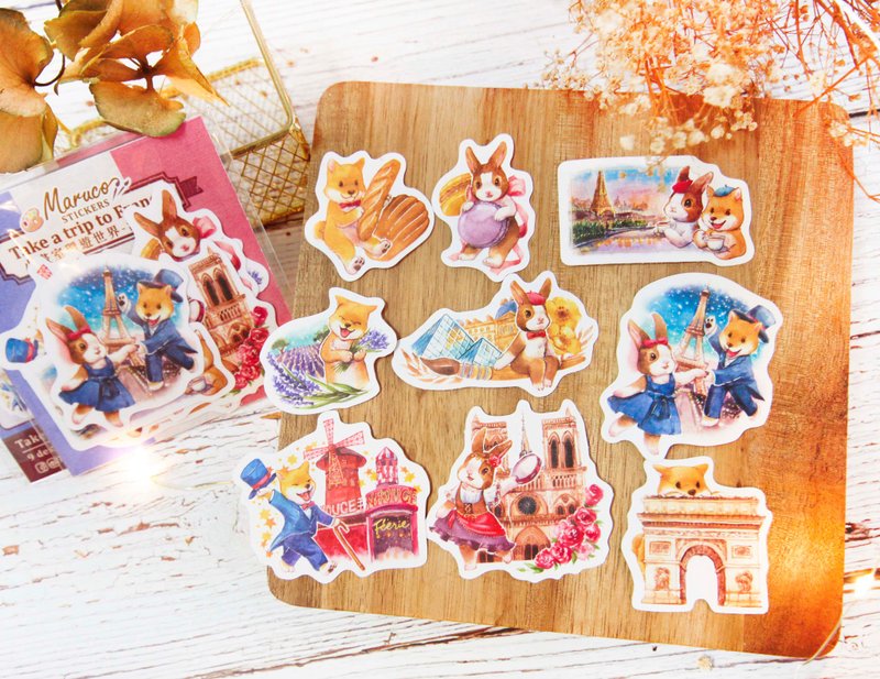 小画室环游世界-法国篇/9入贴纸 - 贴纸 - 纸 多色
