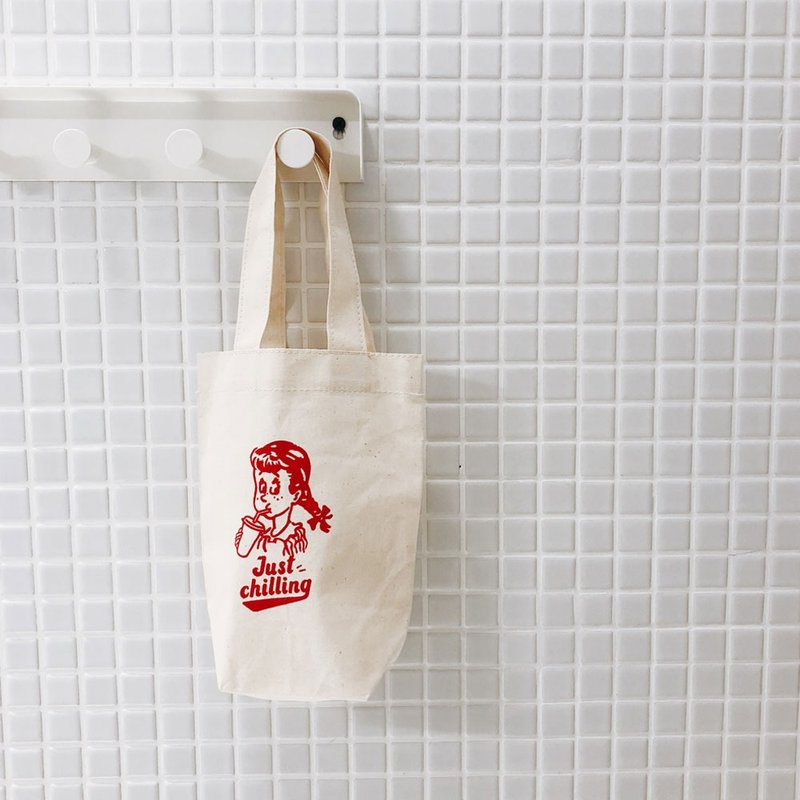 桃乐丝喝一杯。饮料袋/环保袋/小提袋 - 手提包/手提袋 - 棉．麻 红色