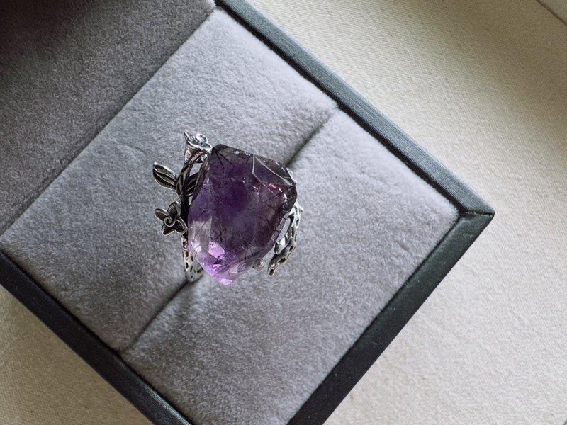 蝶语星光・紫水晶能量银戒指-s 925 - 戒指 - 水晶 