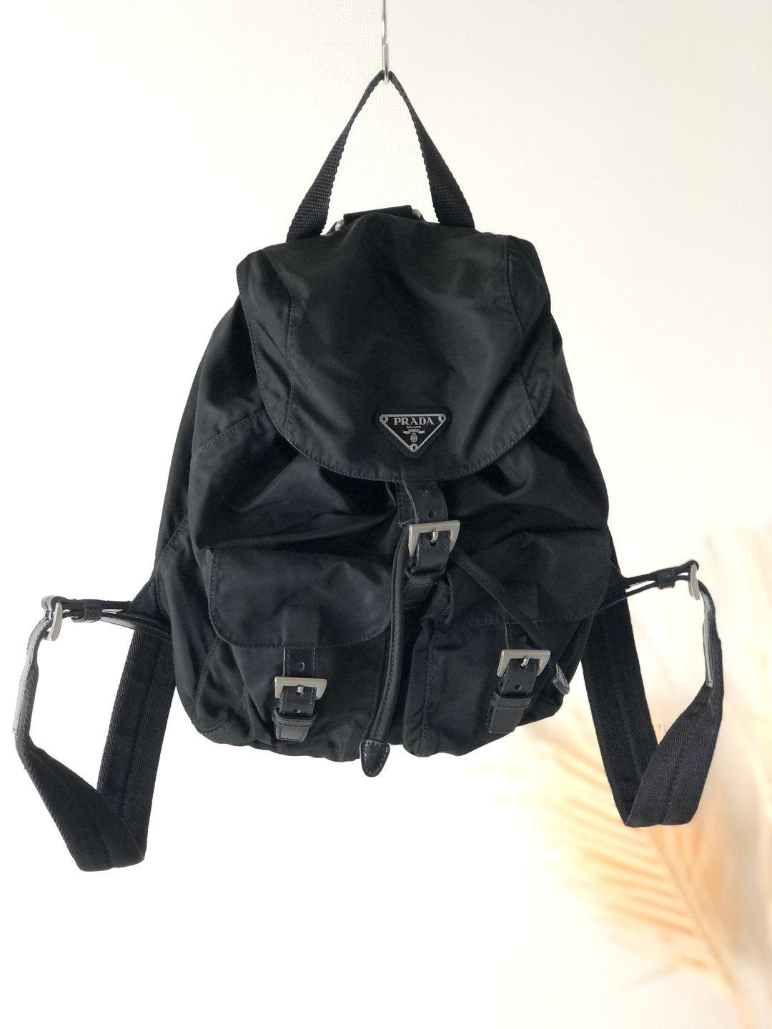 【日本直运，名牌包装】PRADA 背包黑三角标志尼龙双口袋 2hdpzs - 后背包/双肩包 - 尼龙 黑色