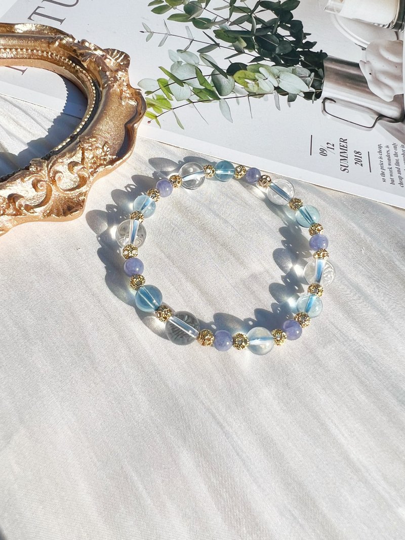 坦桑石 海蓝宝 白水晶 天然石 水晶 手链 手环 定制 - 手链/手环 - 水晶 