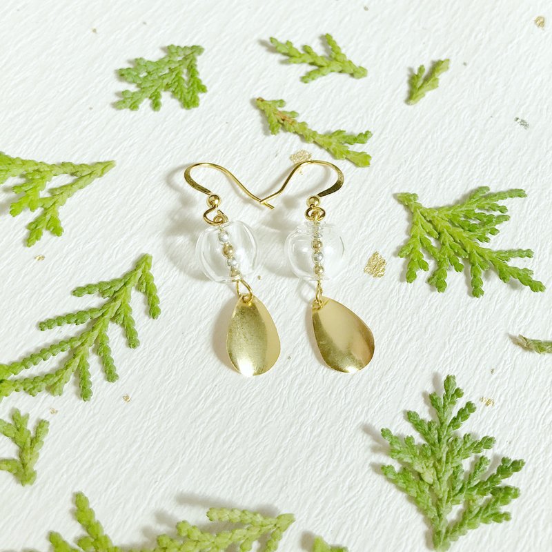 |限量| 风铃 18K包金玻璃耳环 可改耳夹  - 耳环/耳夹 - 其他金属 金色