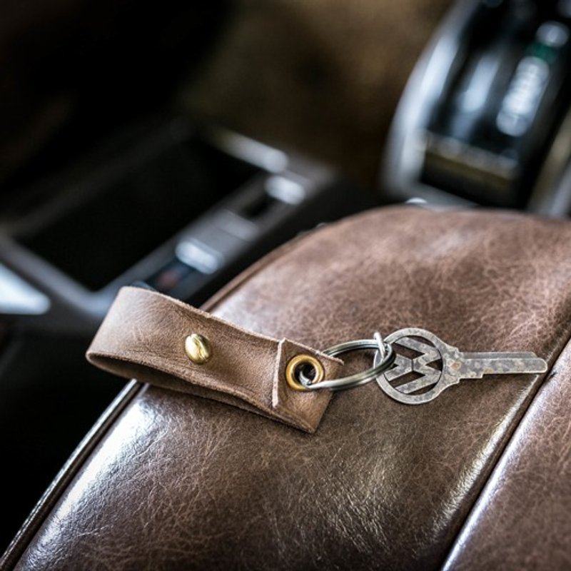 Brass coffee beans vintage leather / key ring - 钥匙链/钥匙包 - 真皮 