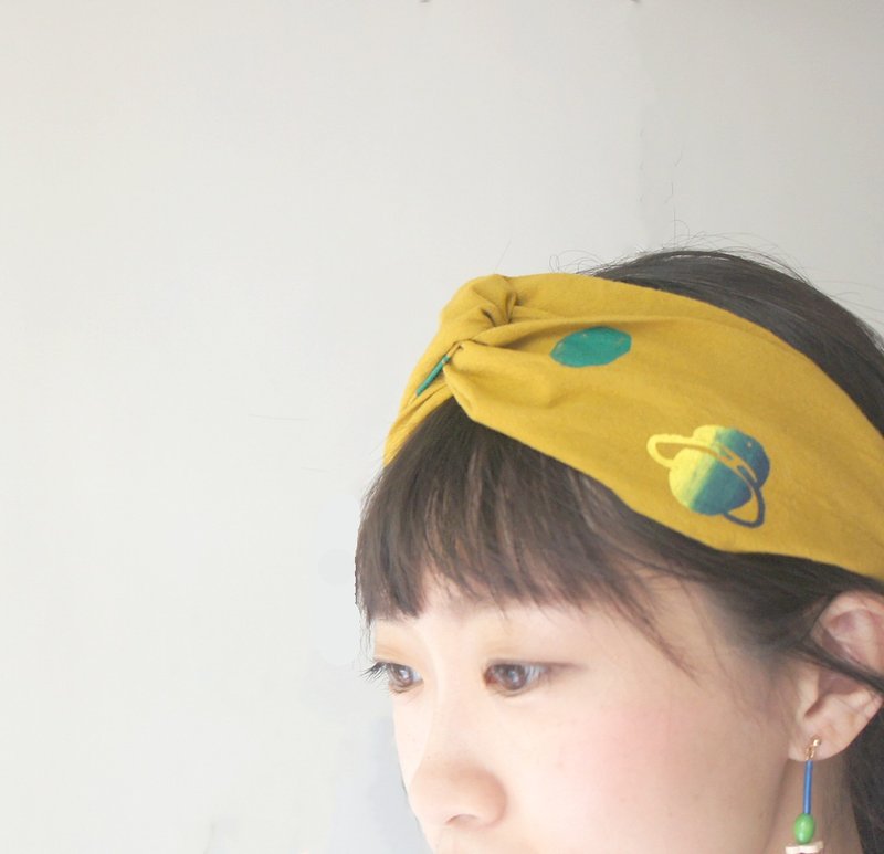 YInke你最可爱发带-芥黄星球 - 发饰 - 棉．麻 黄色
