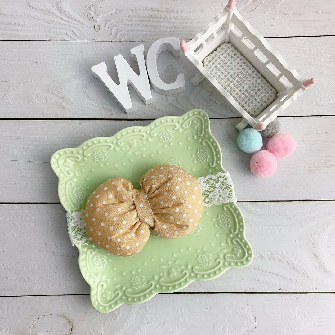W&C手作 || 泡泡糖Chewing Gum || 茉莉黄 白点 宝宝弹性发带 - 婴儿饰品 - 其他材质 黄色