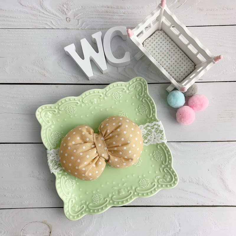 W&C手作 || 泡泡糖Chewing Gum || 茉莉黄 白点 宝宝弹性发带 - 婴儿饰品 - 其他材质 黄色