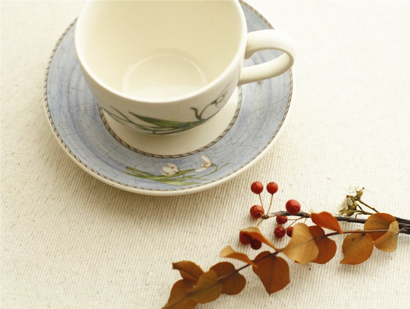 【好日恋物】英国VINTAGE/WEDGWOOD/SARAH'S GARDEN SNOWDROP甜点小碟子 - 浅碟/小碟子 - 其他材质 白色