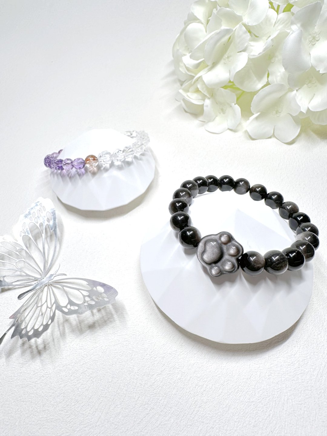 银曜石 Silver Obsidian 猫手手链 - 手链/手环 - 水晶 