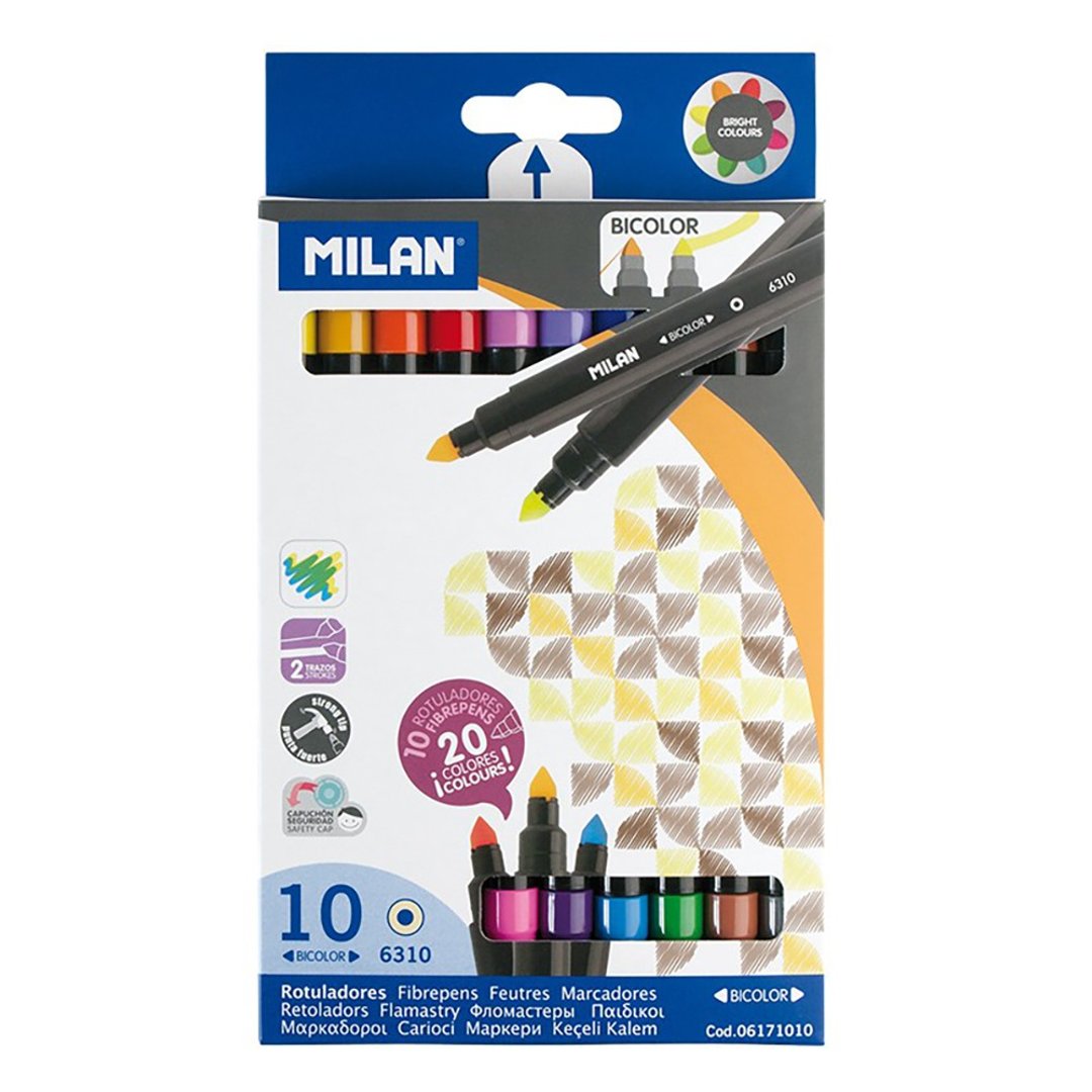 MILAN 儿童可水洗双头彩色笔_细笔杆10支20色 - 其他书写用品 - 塑料 多色