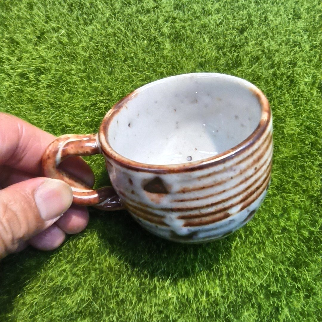 咖啡杯志野釉瓦斯窑烧成 - 咖啡杯/马克杯 - 陶 咖啡色