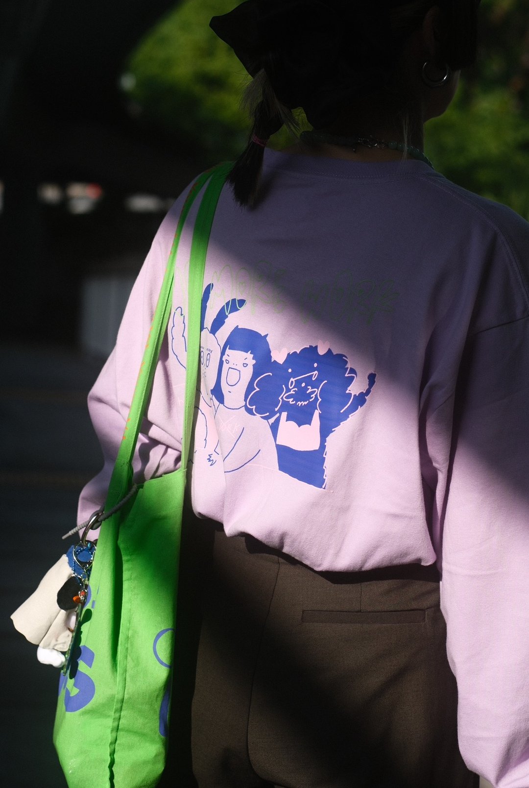 No More Work light purple / 不想工作长袖 tee - 中性连帽卫衣/T 恤 - 棉 紫色
