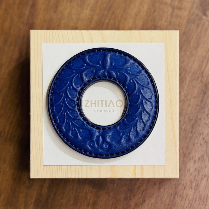 原创手工制作牛皮剑道刀镡 隐秘之境 蓝色 剑锷 Tsuba - 运动配件 - 真皮 蓝色