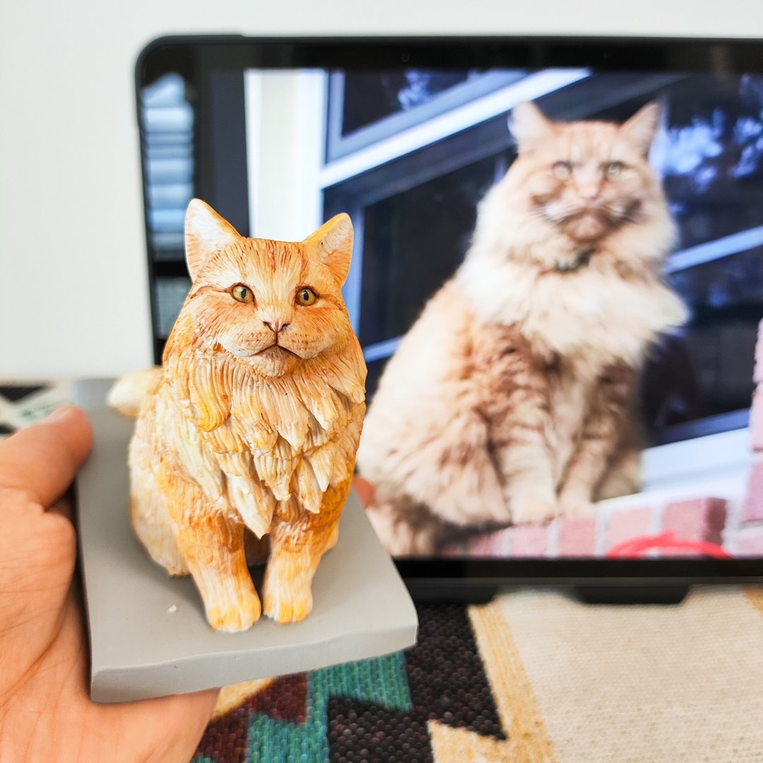 纯手工定制3D宠物艺术娃娃 订制狗狗猫咪毛小孩似颜绘肖像画公仔 - 玩偶/公仔 - 粘土 多色