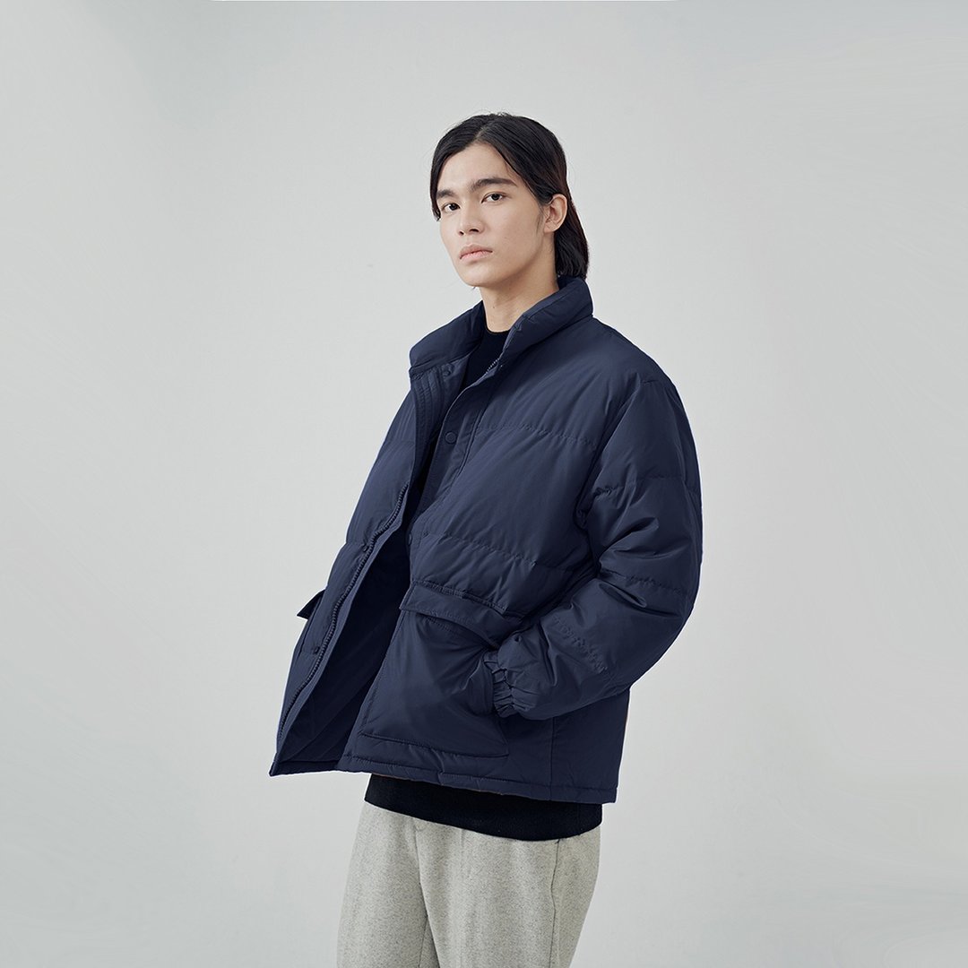 JARVISTORM2021秋冬男士面包短款羽绒服男女同款厚外套保暖夹克 - 男装外套 - 聚酯纤维 蓝色