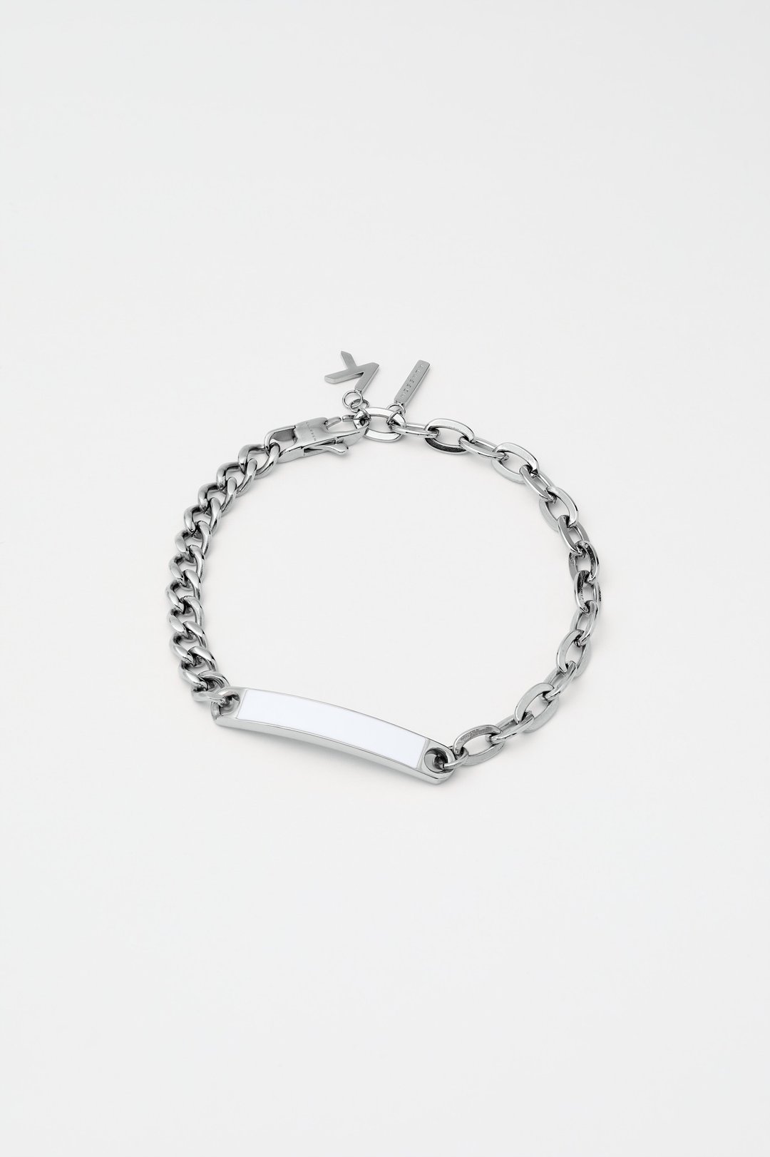 Chain2Chain Silver & White Enamel Bracelet  手链 - 手链/手环 - 不锈钢 