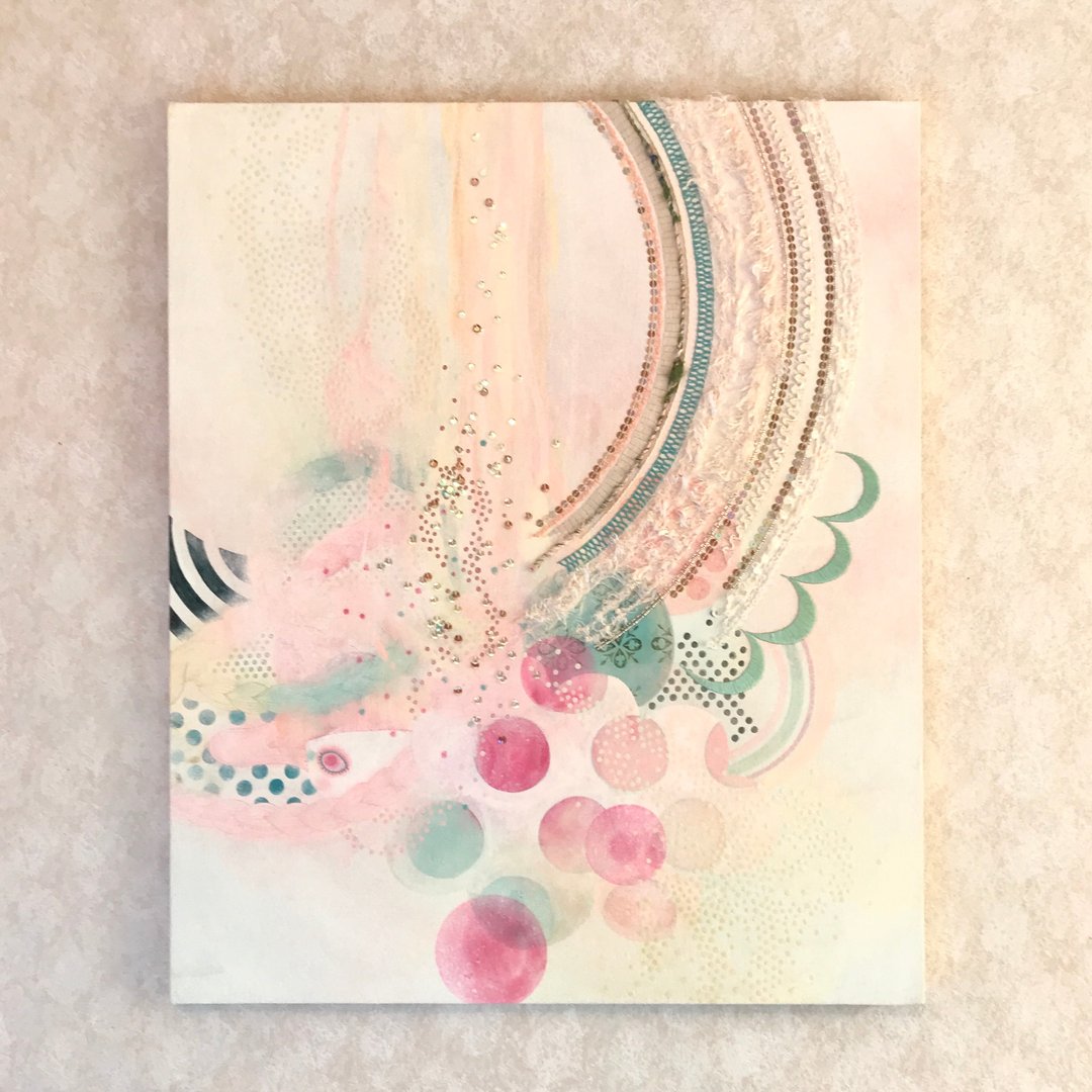 Picture Original picture Embroidered [By the time you reach you. ] In a box - 海报/装饰画/版画 - 棉 粉红色