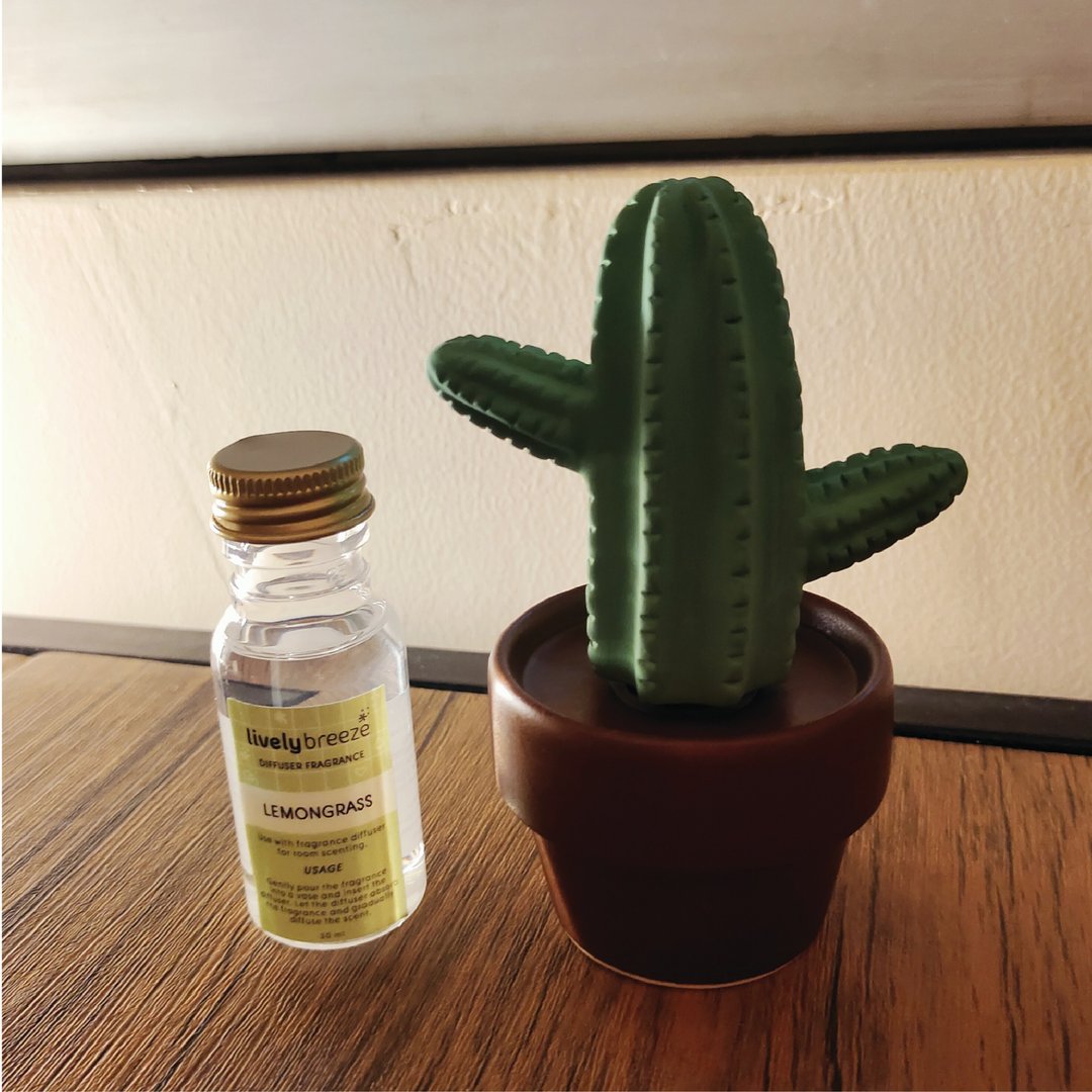 Mini Mexi cactus ceramic diffuser - 摆饰 - 陶 绿色