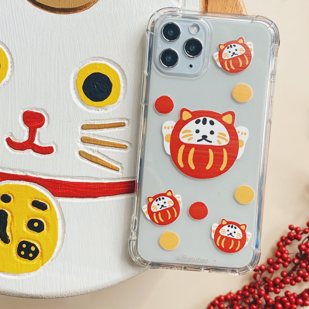 达摩招财猫 手机壳/电话壳 | 姨姨插画 Eillustrationhk - 手机壳/手机套 - 塑料 