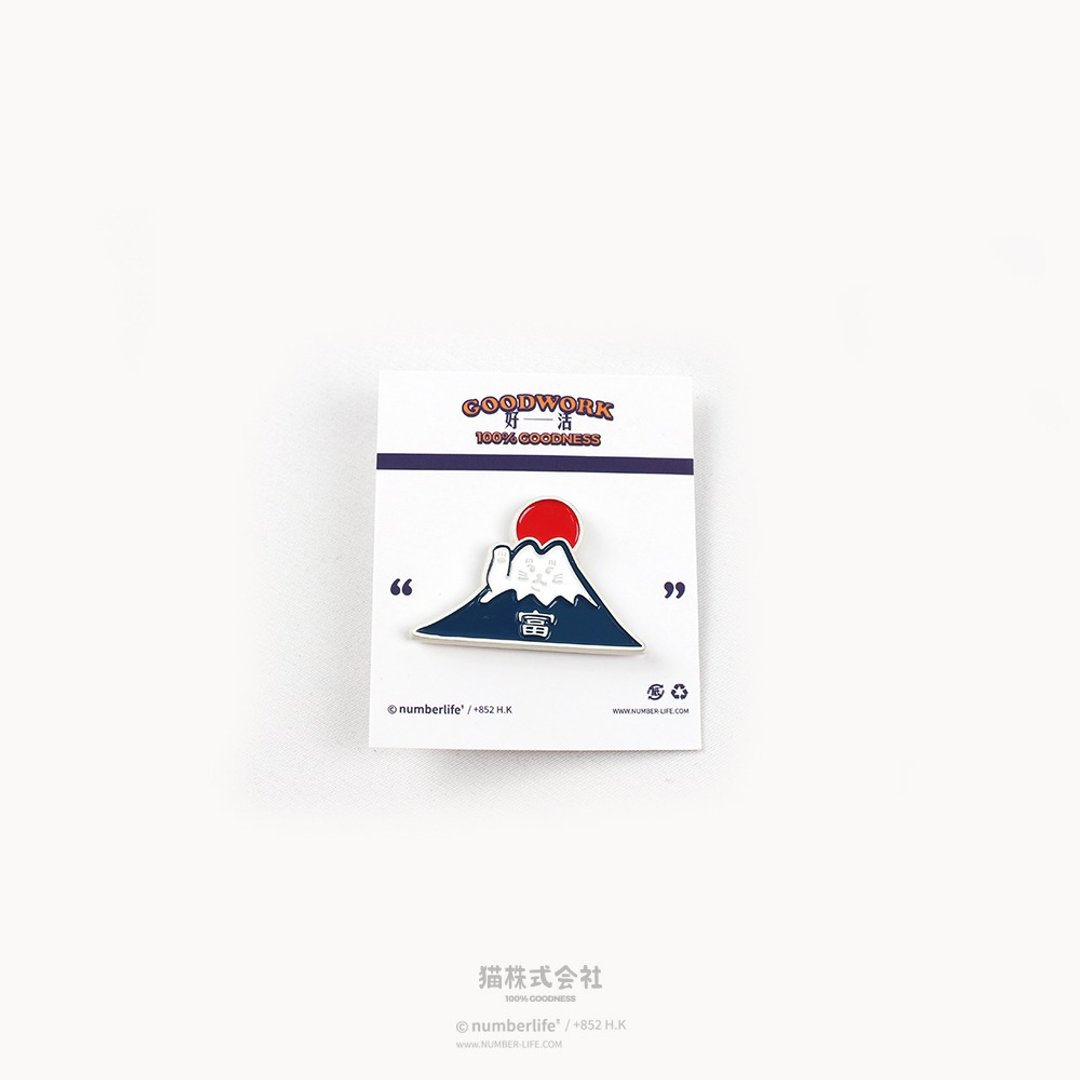 香港品牌 GOODWORK好活 金属猫襟章 Fuji Meow Pin - 胸针 - 其他金属 多色
