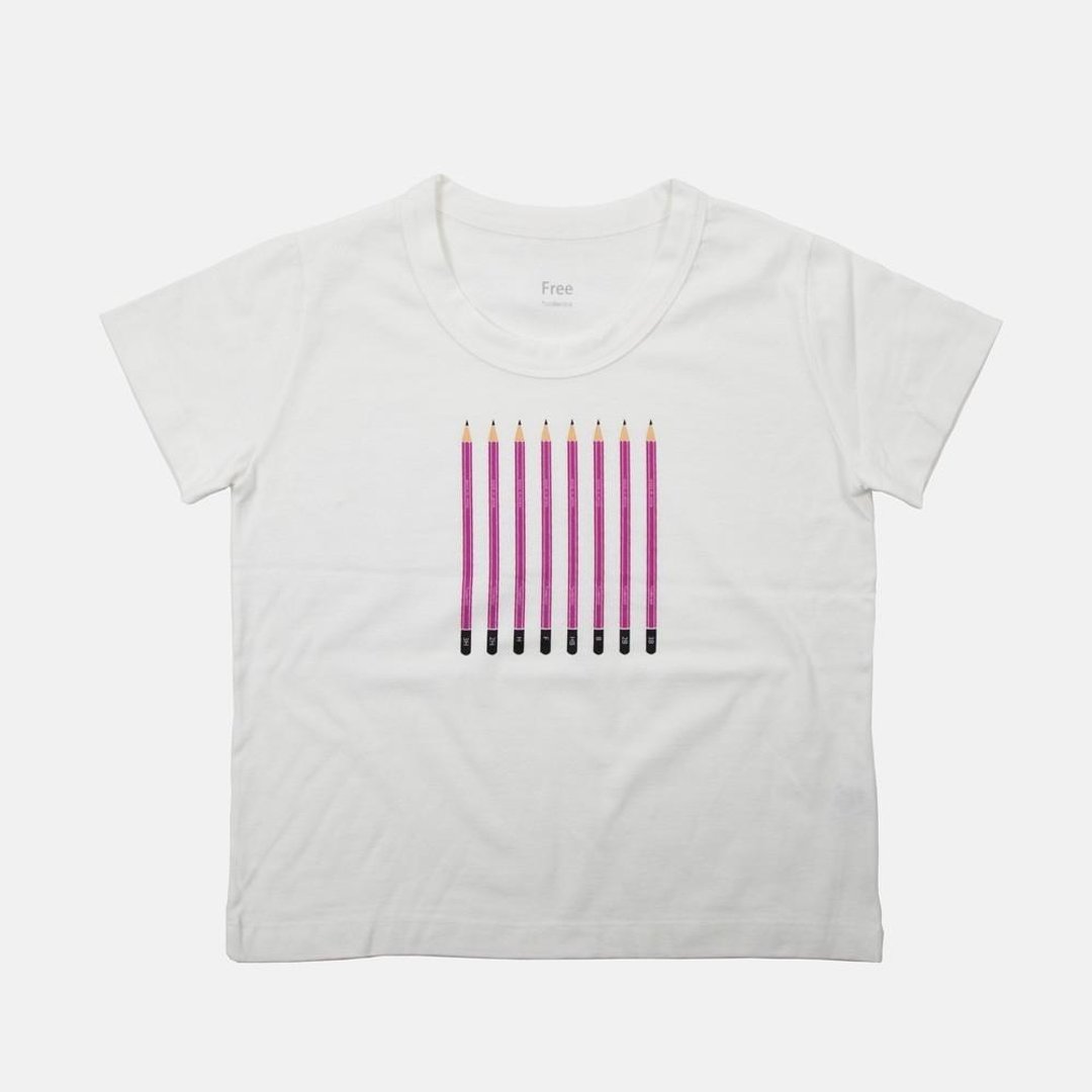 3H ~ 3B Drawing Pencil Print T-shirt Ladies Free Size Tcollector - 女装 T 恤 - 棉 白色