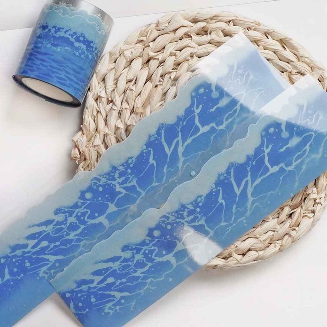 海浪的透明PET胶带(5cm*10m有白墨) - 纸胶带 - 塑料 透明
