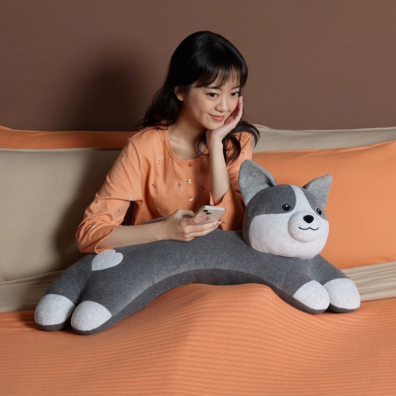 柯基弯型抱枕-岩石灰 - 枕头/抱枕 - 棉．麻 灰色