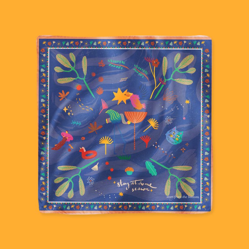 Stay at Home Scarf - 丝巾 - 聚酯纤维 蓝色