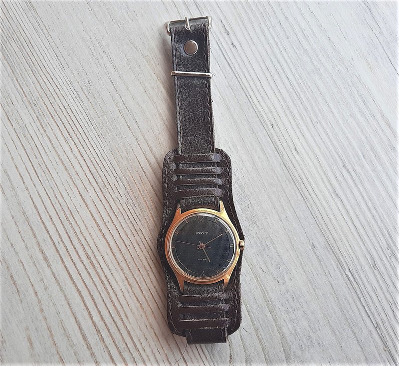 Mens wrist watch Raketa 2609 A - 21 jewels Soviet Au20 gold-plated watch vintage - 男表/中性表 - 其他材质 黑色