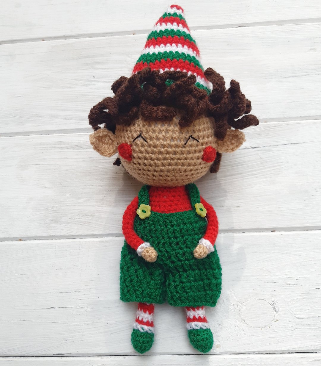 Hand Crochet Christmas Elf Stuffed Toys Dolls Ornaments Decor Home Knit Gift - 玩偶/公仔 - 压克力 多色