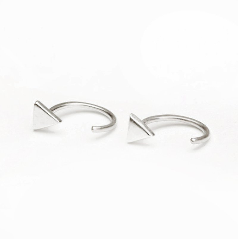925纯银-轻银耳饰-轻松入门款-几何三角 耳环 一对 - 耳环/耳夹 - 纯银 银色