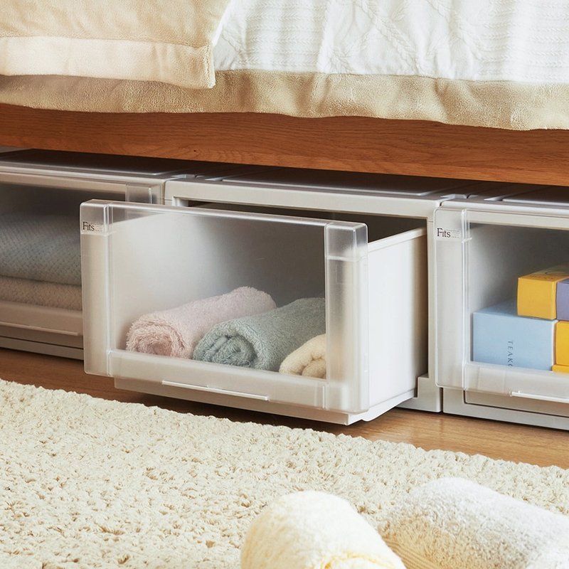 日本天马 Fits unit 45面宽单层抽屉收纳箱-高30CM-3入 - 收纳用品 - 塑料 白色