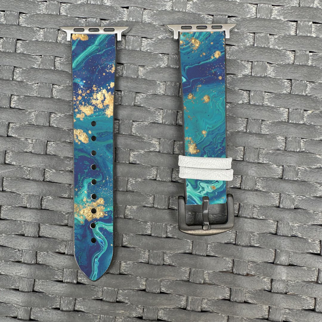 海洋蓝金色玛瑙 Apple Watch 潮流硅胶表带 - hw308 - 表带 - 硅胶 多色