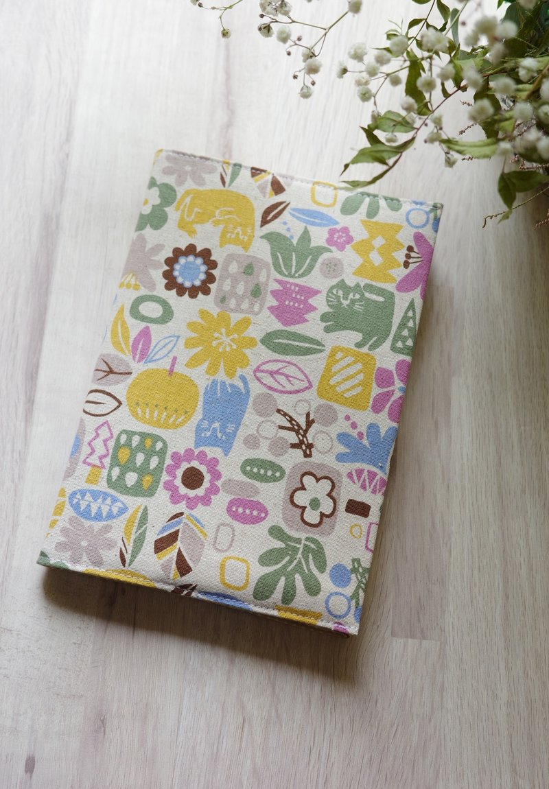 几何花园 - 可调式书衣 书套 可调厚度 A5大小  | 海柏手作 - 书衣/书套 - 棉．麻 