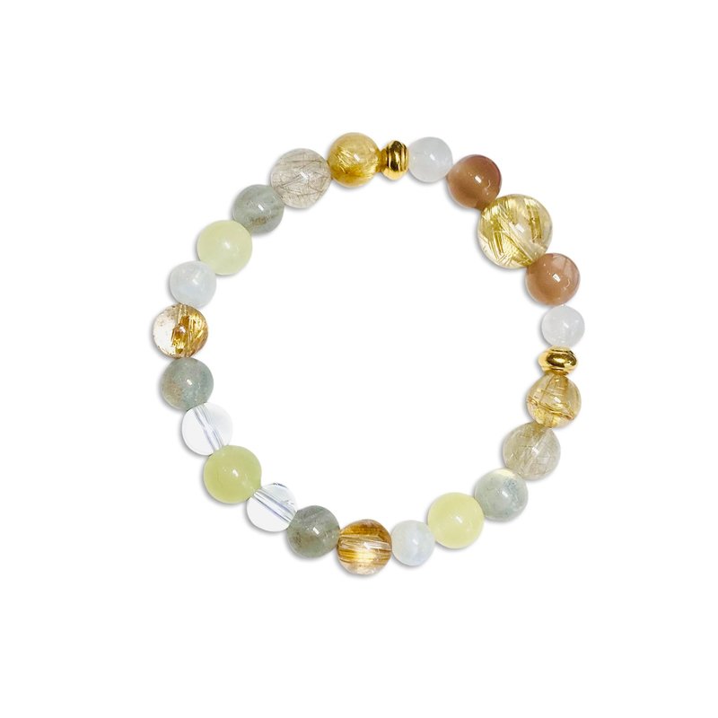 湛金店 琥珀香槟 钛晶 拉长石 太阳石 柠檬石 月光石 - 手链/手环 - 水晶 