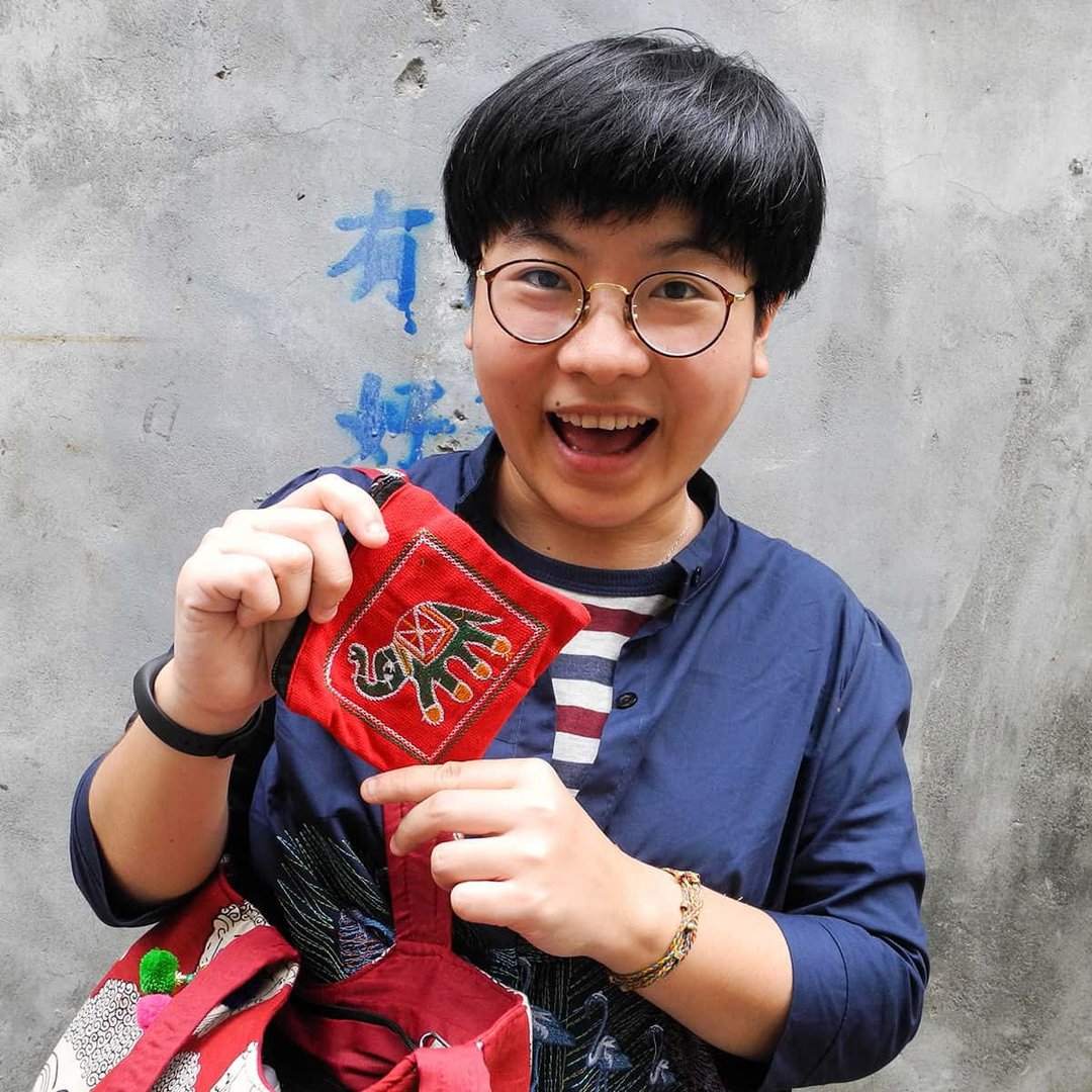 顽皮小象刺绣零钱包－朱红 - 零钱包 - 棉．麻 红色