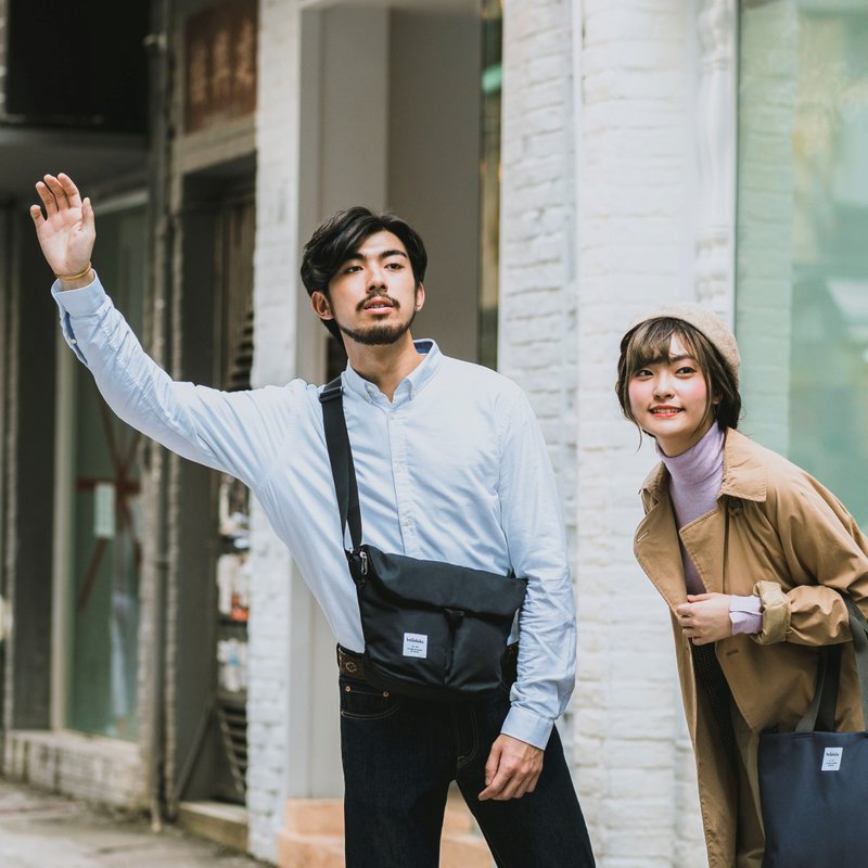 经典款式立体斜背包 L码 KASEN (黑) | 磁扣开口 空间充足 - 侧背包/斜挎包 - 聚酯纤维 黑色