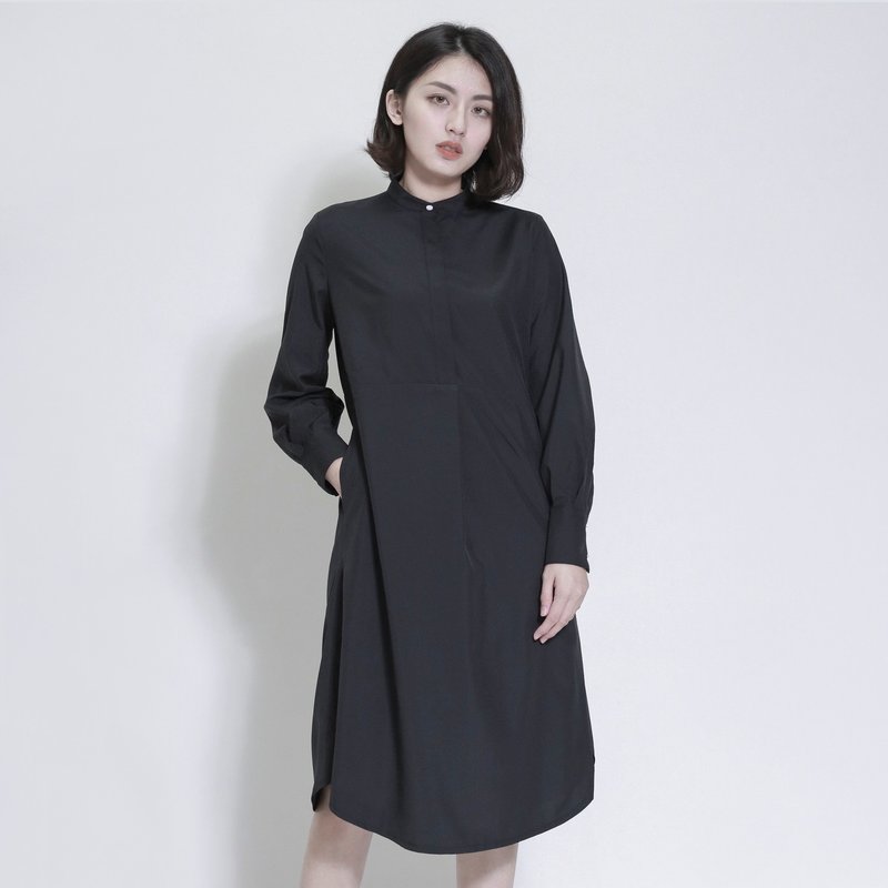 Believer 信仰长版洋装_7AF107_黑 - 洋装/连衣裙 - 棉．麻 黑色