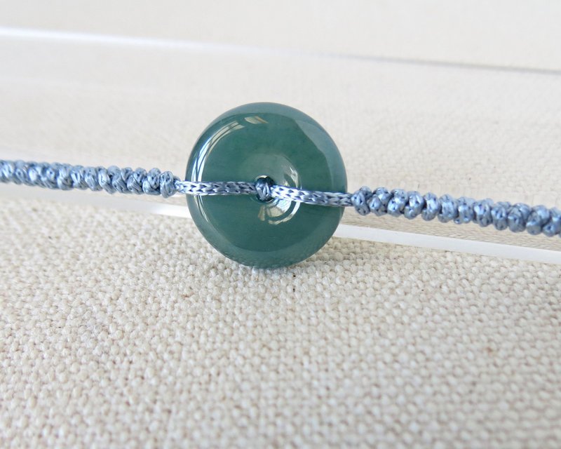 本命年【岁岁平安】冰蓝水雪花棉翡翠丝光编织手链SW45招财开运 - 手链/手环 - 宝石 多色