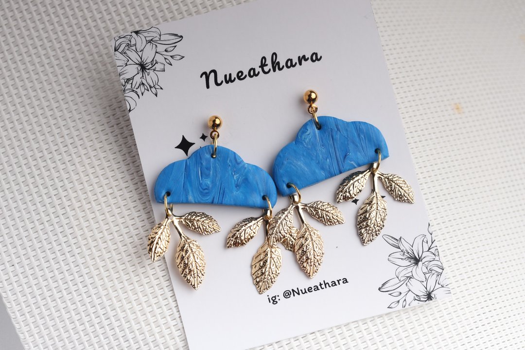Polymer Clay Earrings  handmade | modern jewelry | simple jewelry - 耳环/耳夹 - 塑料 蓝色
