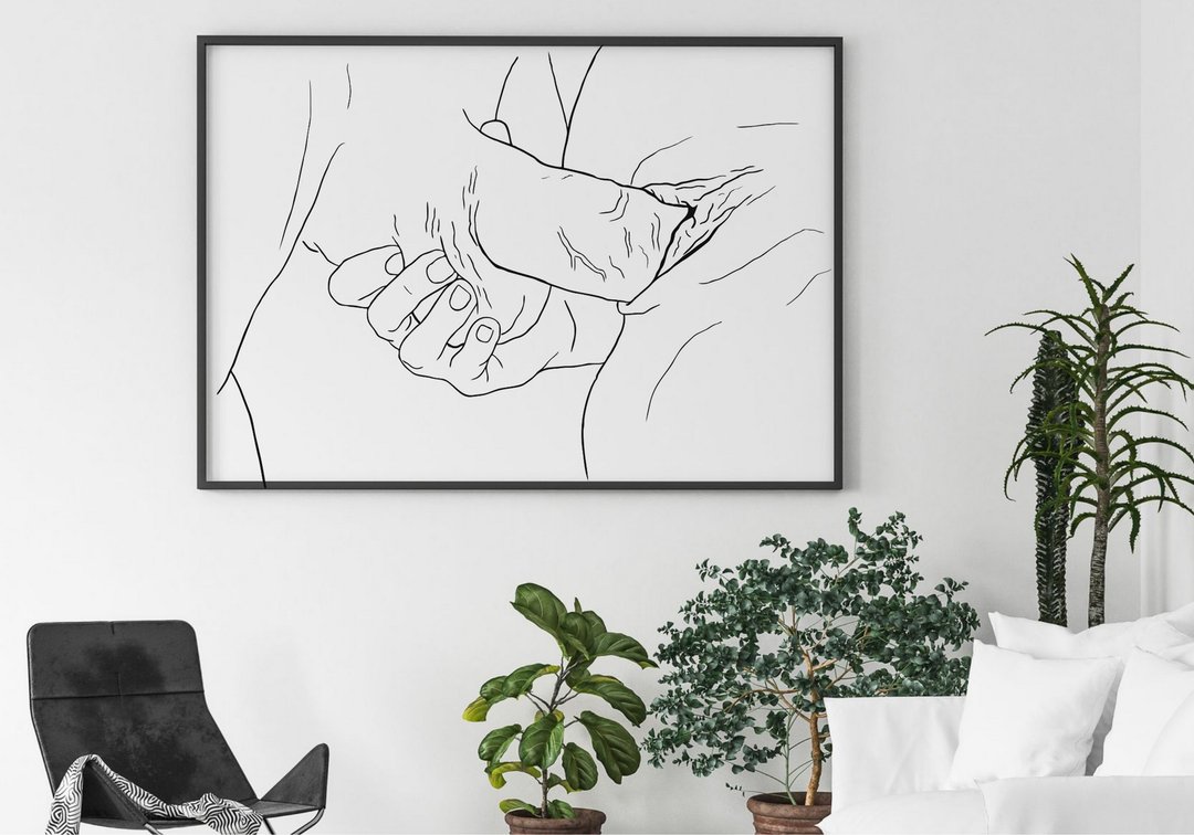 Erotic digital print, Sex art,Big cock and vagina,sexual wall art, erotica print - 电子手绘真人画像/绘画/插画 - 其他材质 黑色