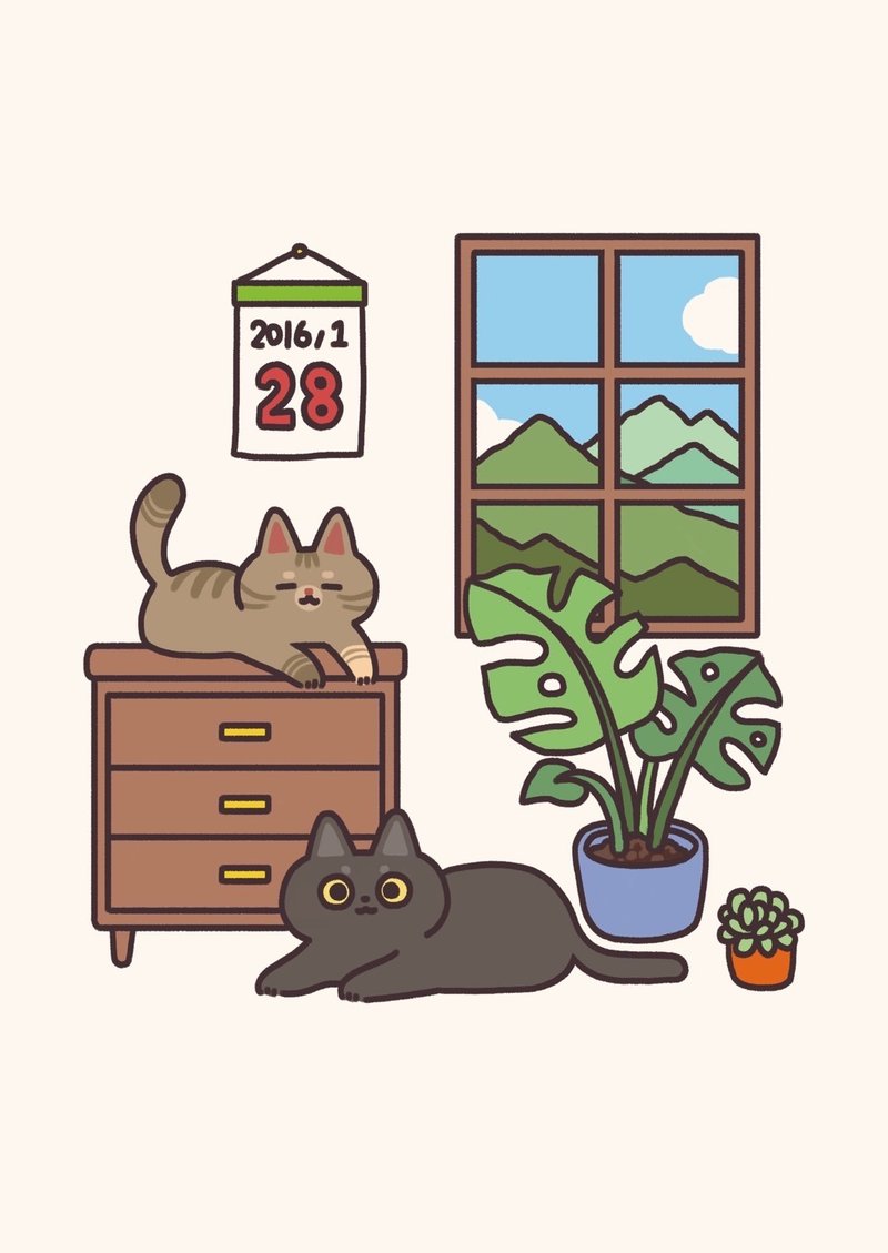猫咪插画明信片 居家日常款 - 卡片/明信片 - 纸 多色