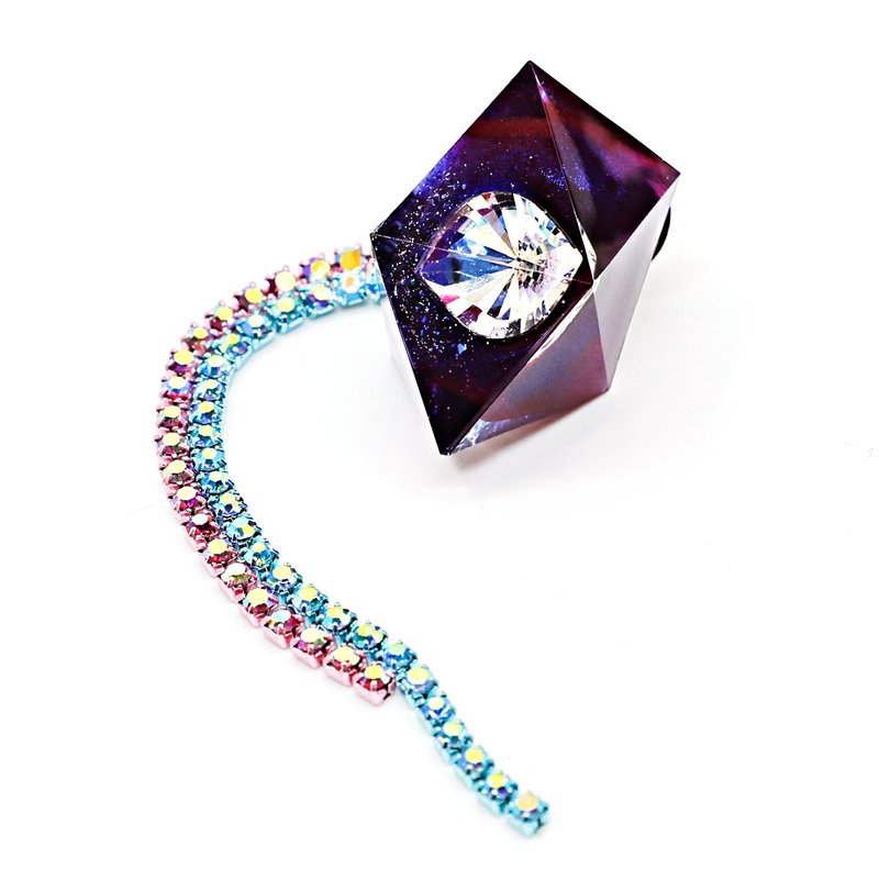 万花筒 - 双金字塔 单边耳环（蛇妖之眼） - 耳环/耳夹 - 树脂 多色