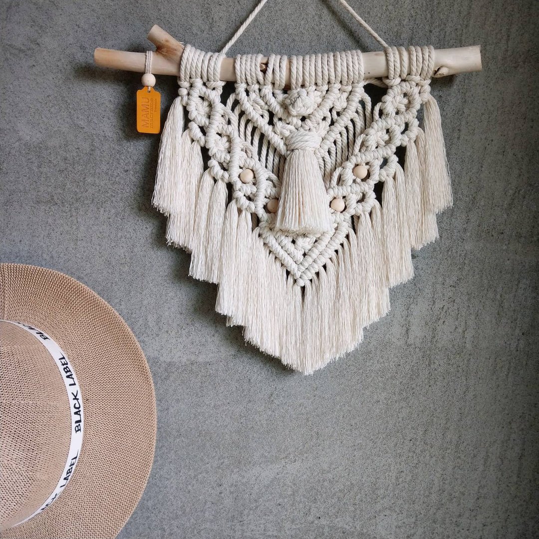macrame 流苏 编织 挂饰 -双 - 墙贴/壁贴 - 棉 