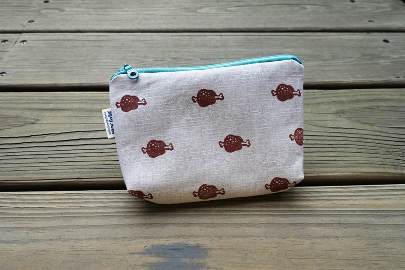 //爱装什么呢小方包/美食地图//肉食物种 - 化妆包/杂物包 - 棉．麻 灰色